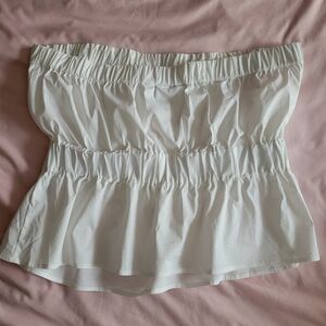 White Strapless Peplum Top